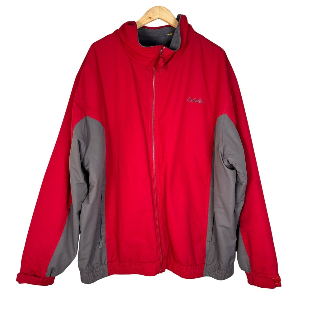 Cabela's Men's 3XL Tall Jacket Red/Gray Winter Workwear Gorpcore Windbreaker